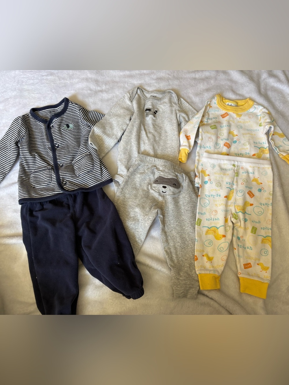 Carter's Navy, Gray & Yellow Baby Pajama Set Trio